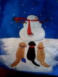 Snowman Painting Art Illustration Poodle